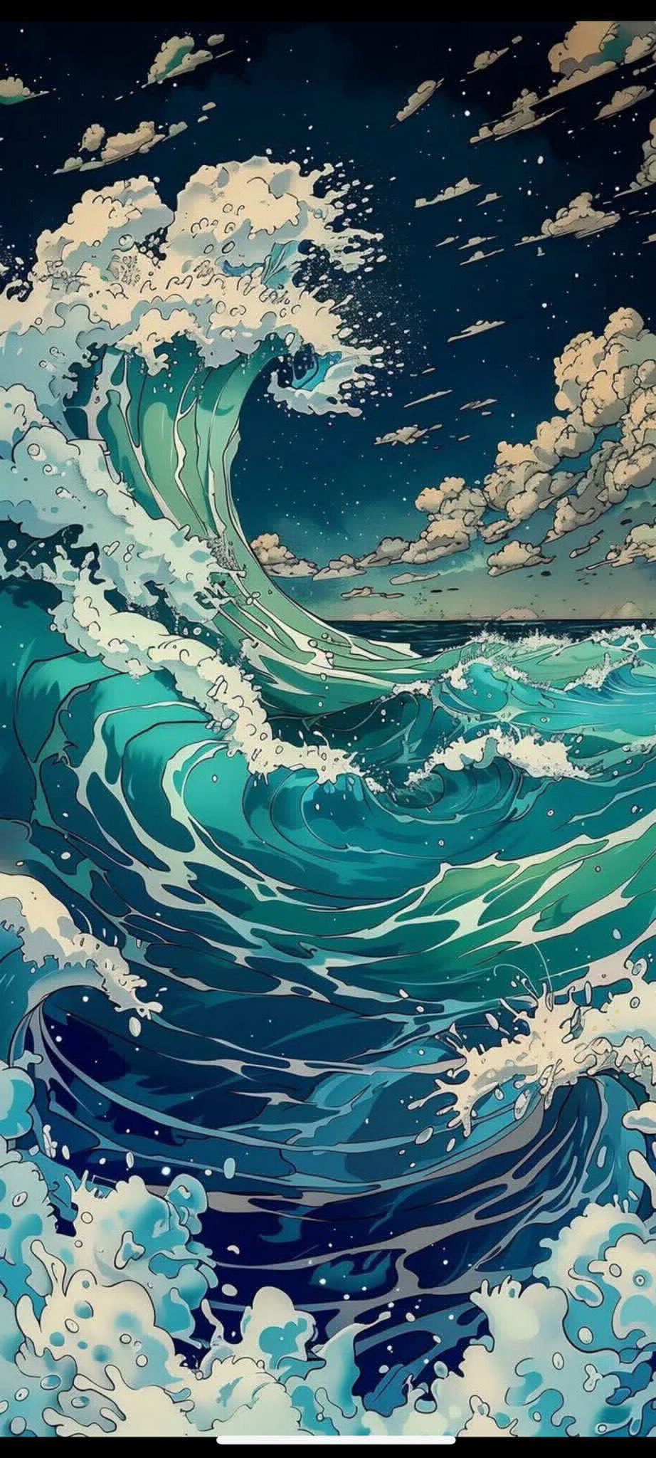 Waves drawing phone wallpaper